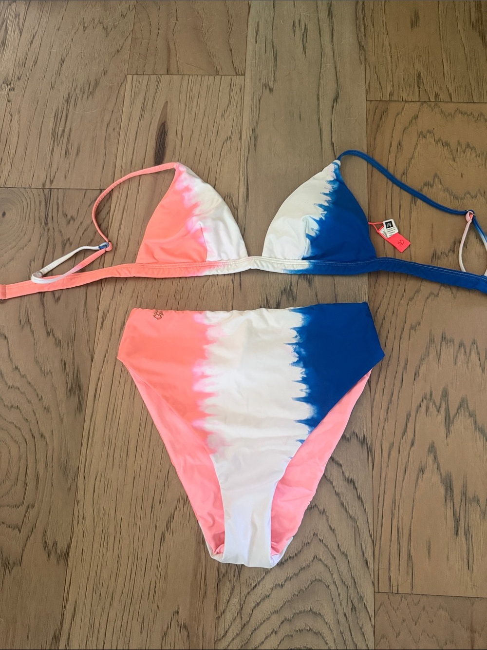 Maaji Pink White Blue Tie-Dye Bikini Set